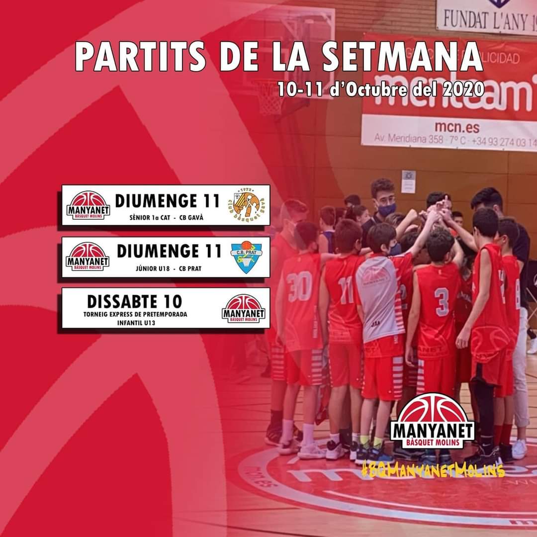 BQMMolins's tweet photo. Partits amistosos BQ Manyanet Molins 10 i 11 Oct:
🏀 Infantil U13 – #TorneigExpress de Pretemporada
📍 Dissabte 10/10

🏀 Sènior 1a Cat vs CB Gavà
📍 Diumenge 11/10 a les 18:00h

🏀 Júnior U18 vs CB Prat
📍 Diumenge 11/10 a les 19:30h.

#BQManyanetMolins #SomManyanet #MolinsdeRei https://t.co/HXYFNbcHih