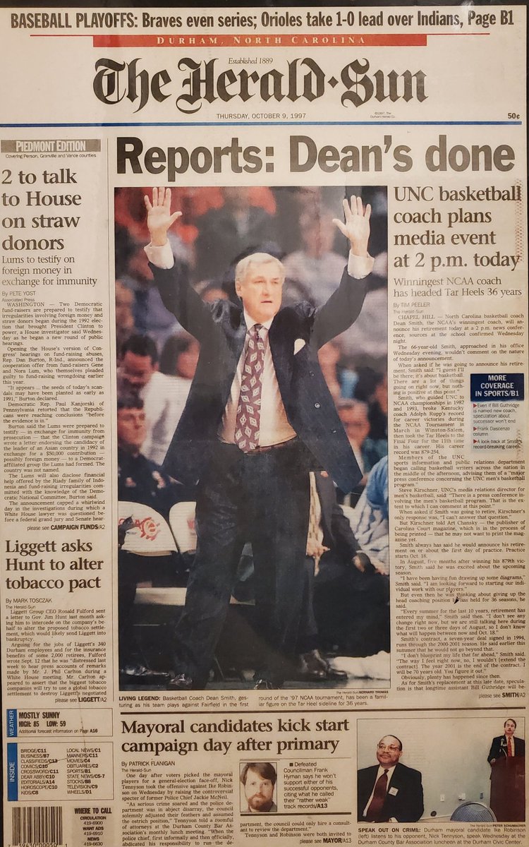"I guess I'll be there; it's about basketball. There's a lot of things going on right now, but nothing is positive." That was it. I confirmed with two independent sources and sent in story below. The  @newsobserver used Dean's quote in its story, attributing it to Chansky.