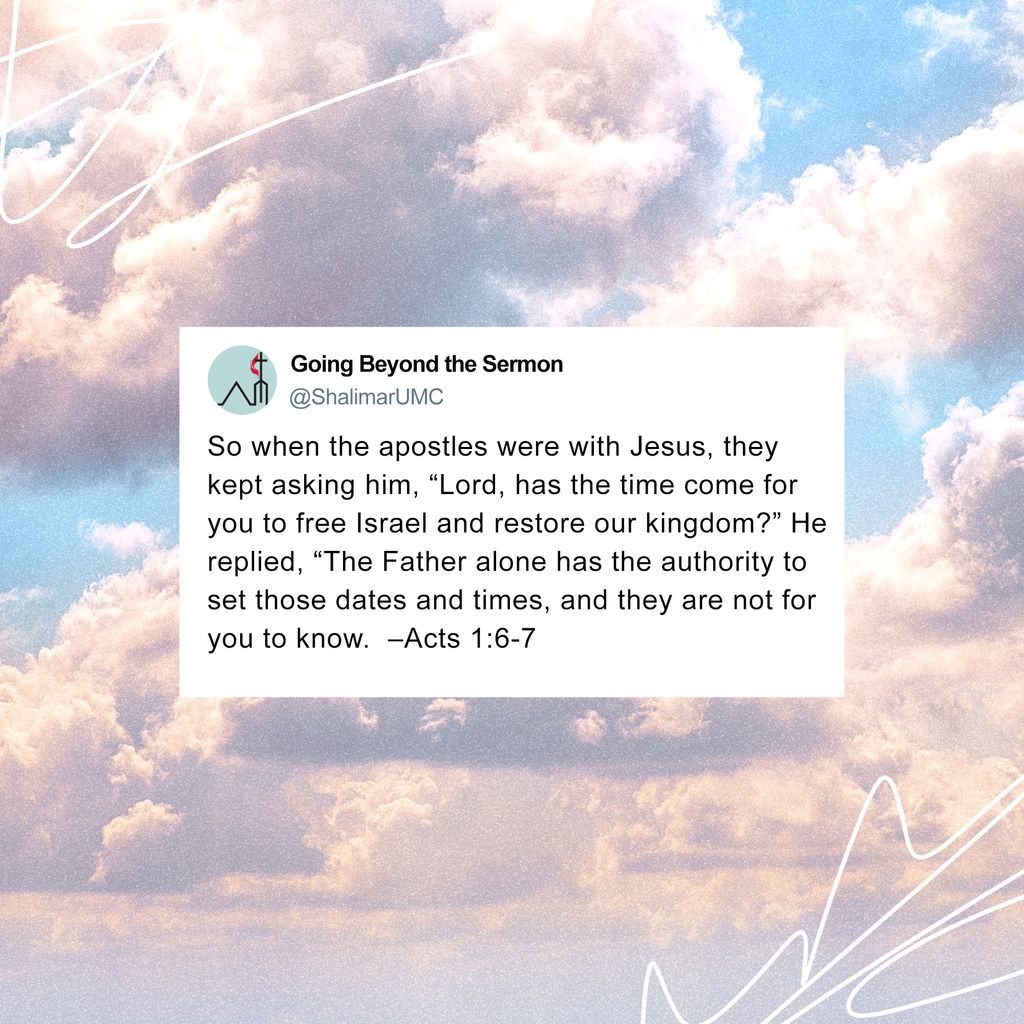 Peter was looking for Christ's Kingdom. They were to start the Kingdom on Earth. He explains that he doesn't know when he will return, then he ascended into the heavens and left them. How have you seen the Kingdom of God on our earth? #GoingBeyondtheSermon #ComebackStories #Peter