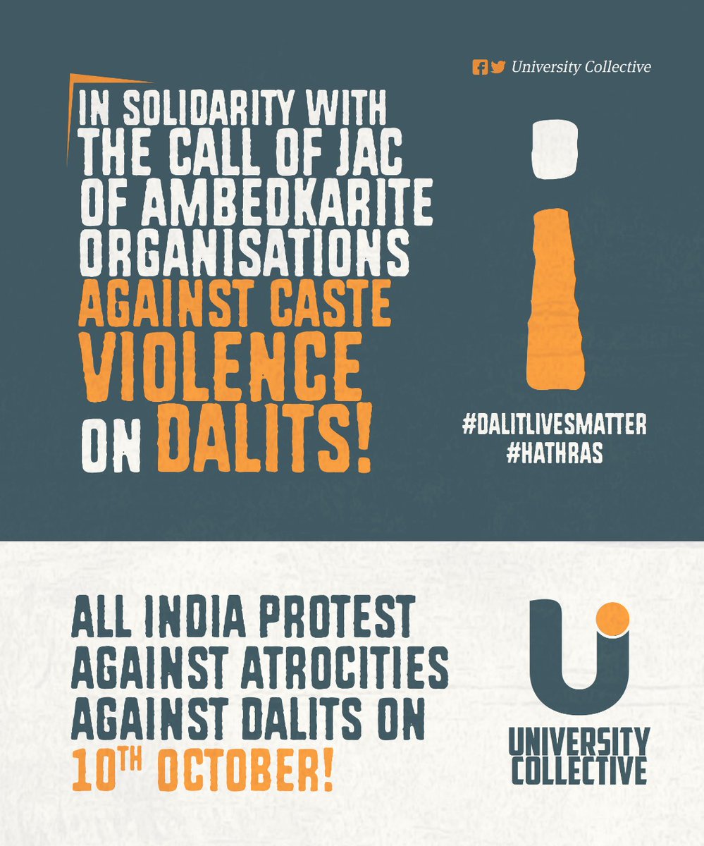 universitycol20's tweet photo. In solidarity!
10/10/20

Country Wide protest against atrocities against Dalits!

#DalitLivesMatter
#HathrasCase https://t.co/4oBpEwevVY