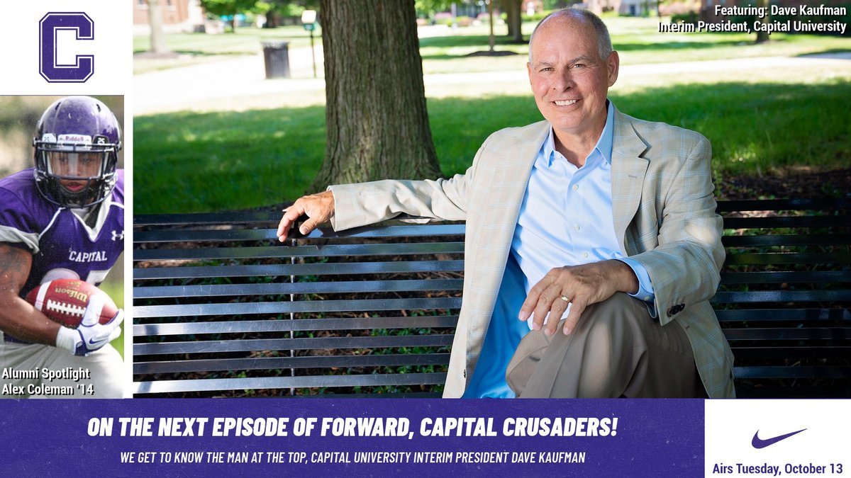 cap_athletics's tweet photo. βΌοΈ BIG-TIME programming announcement βΌοΈ
@Capital_U Interim President Dave Kaufman will join us on the #ForwardCapCrusaders podcast!
We get to know the man at the top, together! Plus, πalumnus Alex Coleman '14!
π
Tuesday, Oct. 13
π Apple/Google Podcasts, Spotify, Anchor https://t.co/GtR1IV17DS