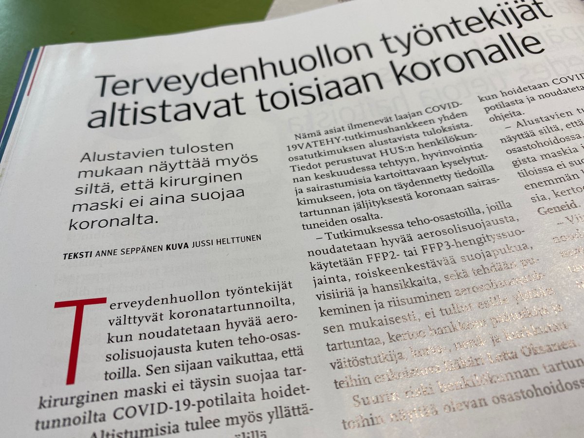 ”Alustavien tulosten mukaan näyttää myös siltä, että kirurginen maski ei aina suojaa koronalta.” Lääkärilehti 9.10.20 <a href="/Laakarilehti/">Lääkärilehti</a> <a href="/JussiPullinen/">Jussi Pullinen</a> @Dr_ML_md <a href="/KariTikkinen/">Kari Tikkinen</a>