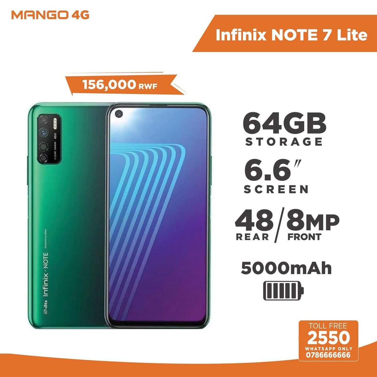 Mango4G's tweet photo. We have new good phones all at good prices. Buy #InfinixNote7Lite from any of Mango 4G centers and experience a very recent technology that it has been made with. Remember that it comes with free 5GB of internet.
#Mango4G #Truly4GNetworks #IkazeCampaign #Agahebuzopacks https://t.co/b90eNLZW8G