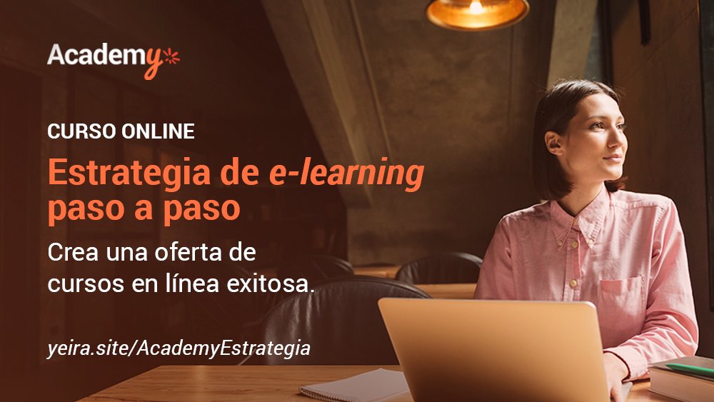 yeiraelearning's tweet photo. ¿Ya conoces nuestro #CursoOnline "Estrategia de #elearning paso a paso"? 💻 En este curso conocerás lo necesario para llevar al siguiente nivel tu oferta de educación o capacitación en línea. ¡Inscríbete ahora! → https://t.co/2s8OgtrtEk

#ElearningTip #pymes #RRHH #OnlineCourse https://t.co/zhbetiqG10