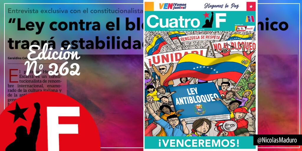 Les recomiendo leer la más reciente entrevista realizada al constitucionalista Hermann Escarrá sobre la Ley Constitucional Antibloqueo. Esto y más en la edición N° 262 del periódico <a href="/CuatroFWeb/">Cuatro F Web</a>, que está ¡Imperdible! ¡Venezuela Unida Contra el Bloqueo! ==> bit.ly/30DJj3A
