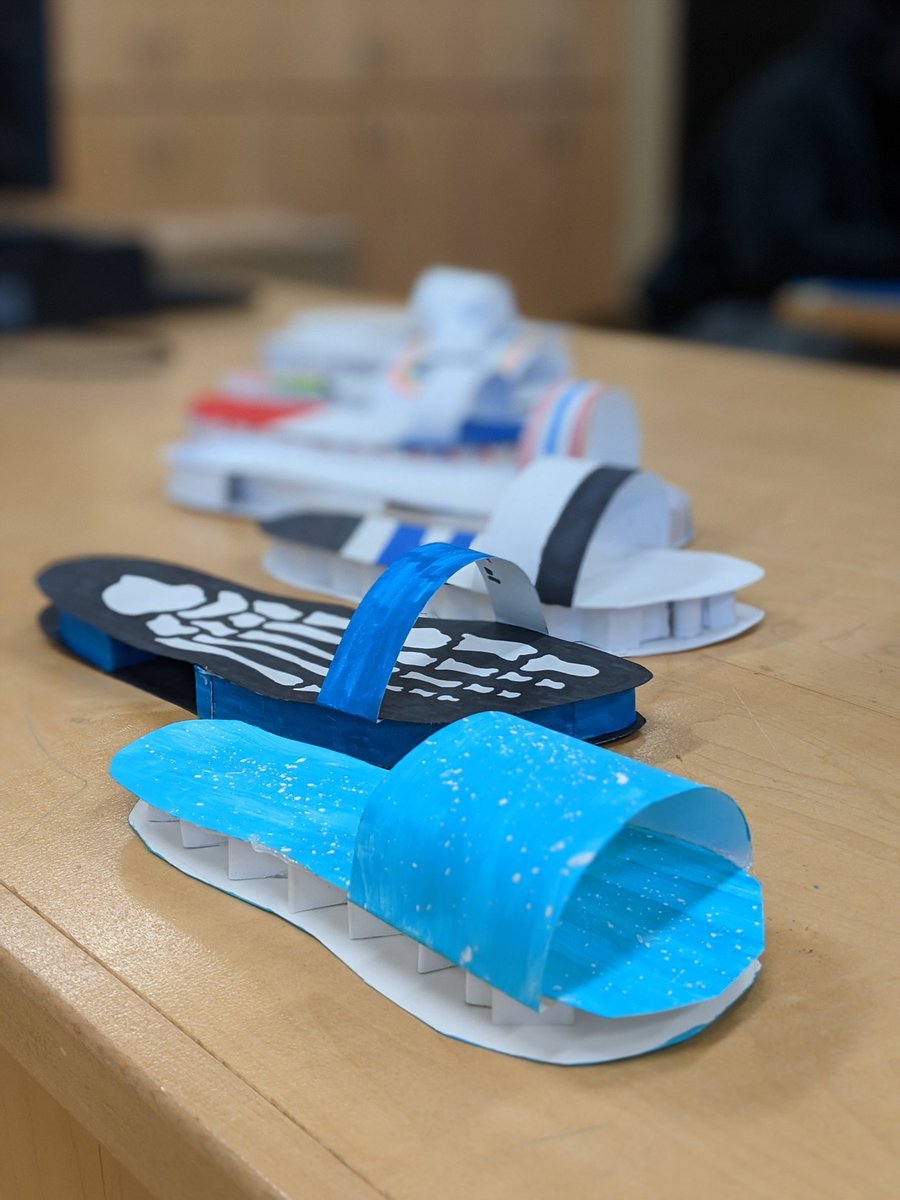 tech_swc's tweet image. Very creative Structural Sandal designs from my grade 10 Tech Design class. Love to see the design process.