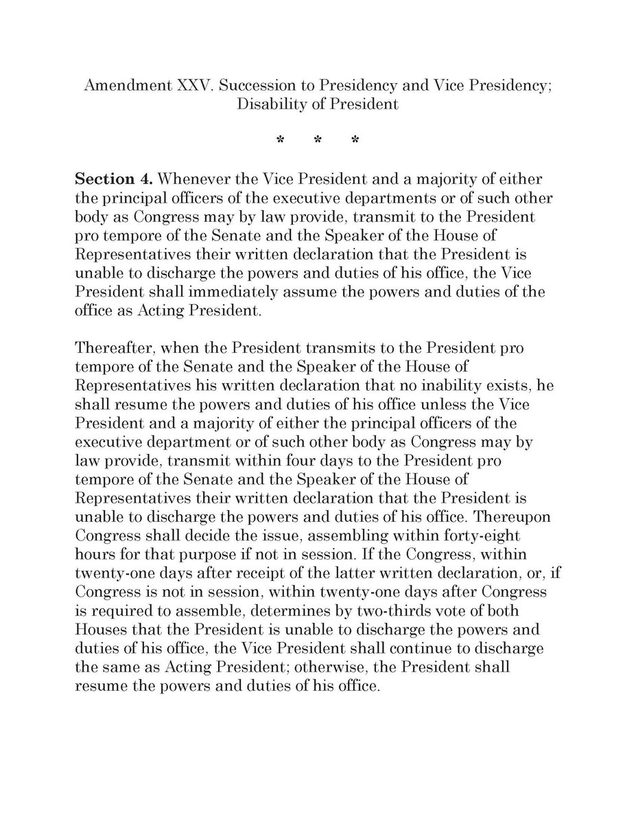 6) Thus, even if a majority of the Cabinet officers, or a majority of a commission established by law, conclude that the President cannot discharge his office, this means NOTHING if the Vice President fails to concur.