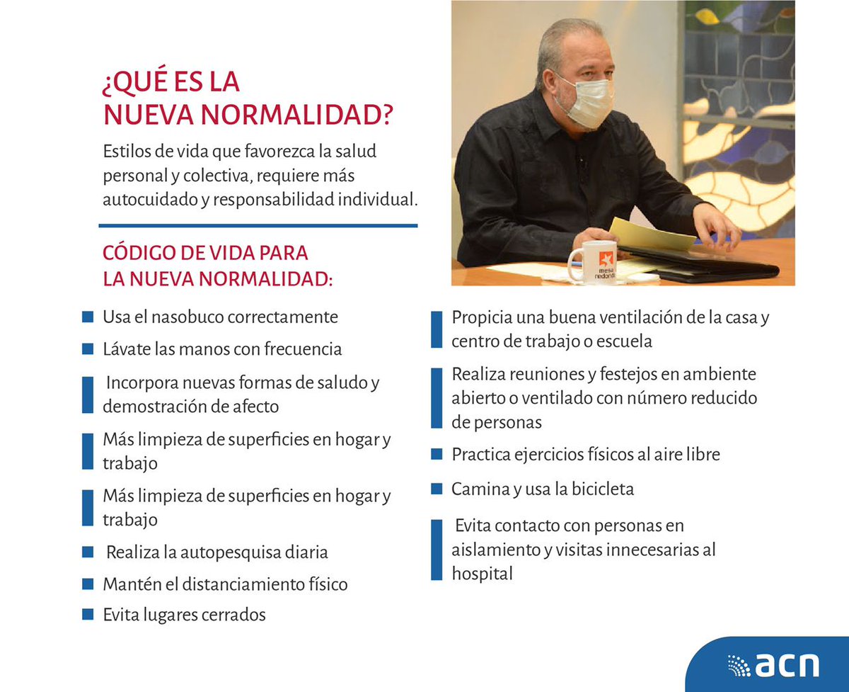 Eli_deCuba's tweet photo. Medidas Generales (parte 2) a tomar durante la #NuevaNormalidad 

#ActuarResponsable #SomosFTUR  #ResponsabilidadIndividual #ResponsabilidadFamiliar  #CubaPorLaSalud

@tauro_hn @HdezYoan @JuannCarlosGG @JuanErnestoGut3 @marthadelcmv @mibalbin @UdeLaHabana @_llabona @nicado3 https://t.co/hUevY3dcST