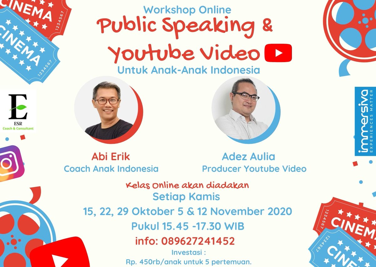 Ada yang ingin ANAKNYA JADI YOUTUBERS? 
Silakan bergabung di Workshop Online-nya. 5 kali pertemuan dan fokus pada praktek. 

More info kontak Abi Erik di whatsapp 089627241452 atau klik wa.me/6289627241452

Experiment dgn Tags:
#TenggelamkanDemokrat 
MAS GANTENG
Besok 10.10