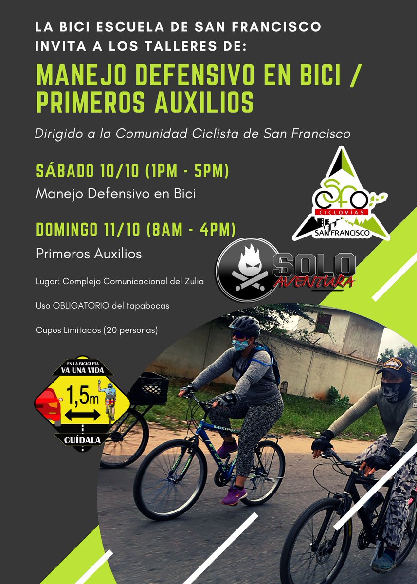 Este fin de semana tenemos formación para los ciclistas de nuestra comunidad de la mano del equipo de Solo Aventura ... Asiste 🚴🏼‍♂️🚴🏻‍♀️🔥 #biciescuela #enbici #usalabici