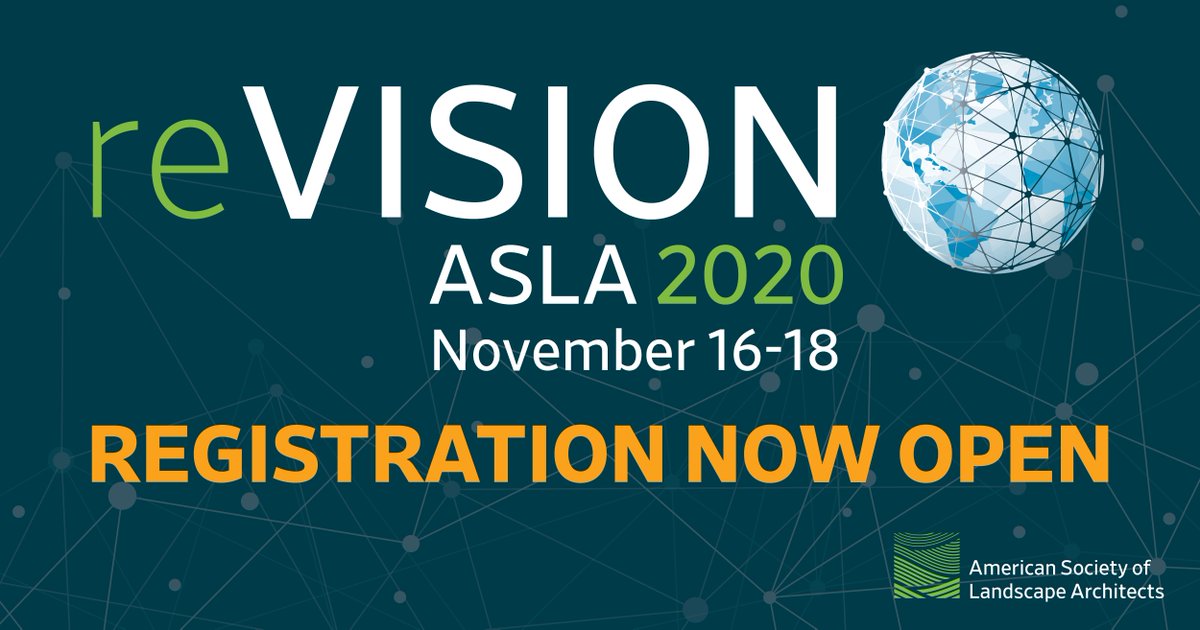 It’s that time. Registration for ASLA’s #reVISIONASLA2020 is now open. Connect and learn from the nation’s brightest, most creative minds in #LandscapeArchitecture. Explore the schedule and learn more here: bit.ly/3loR7xW