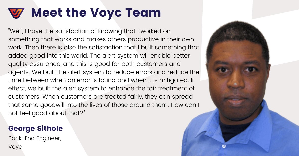 Voyc (@voyc_ai) on Twitter photo George, Back-End Engineer.
Q: How will you feel when our alerts feature notifies a Voyc user that a customer was unhappy and that customer's issue get resolved?
#MeetTeamVoyc #Engineering #technology #AI #CustomerExperience George, Back-End Engineer.
Q: How will you feel when our alerts feature notifies a Voyc user that a customer was unhappy and that customer's issue get resolved?
#MeetTeamVoyc #Engineering #technology #AI #CustomerExperience