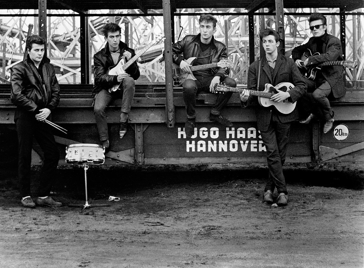 Astrid Kirchherr's 1960 Hamburg Funfair photo of the Beatles #JohnLennon80  