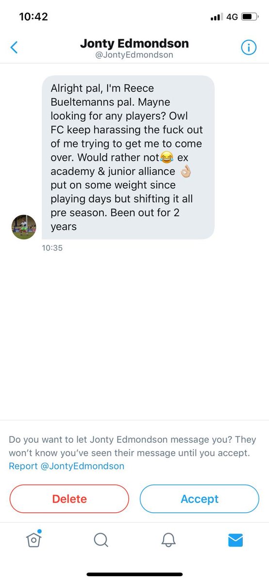 CastlemayneFC's tweet image. Just been made aware of this as well now 😂😂@OwlFc1 can you confirm whether you have harassed this man to play for you 😭😭