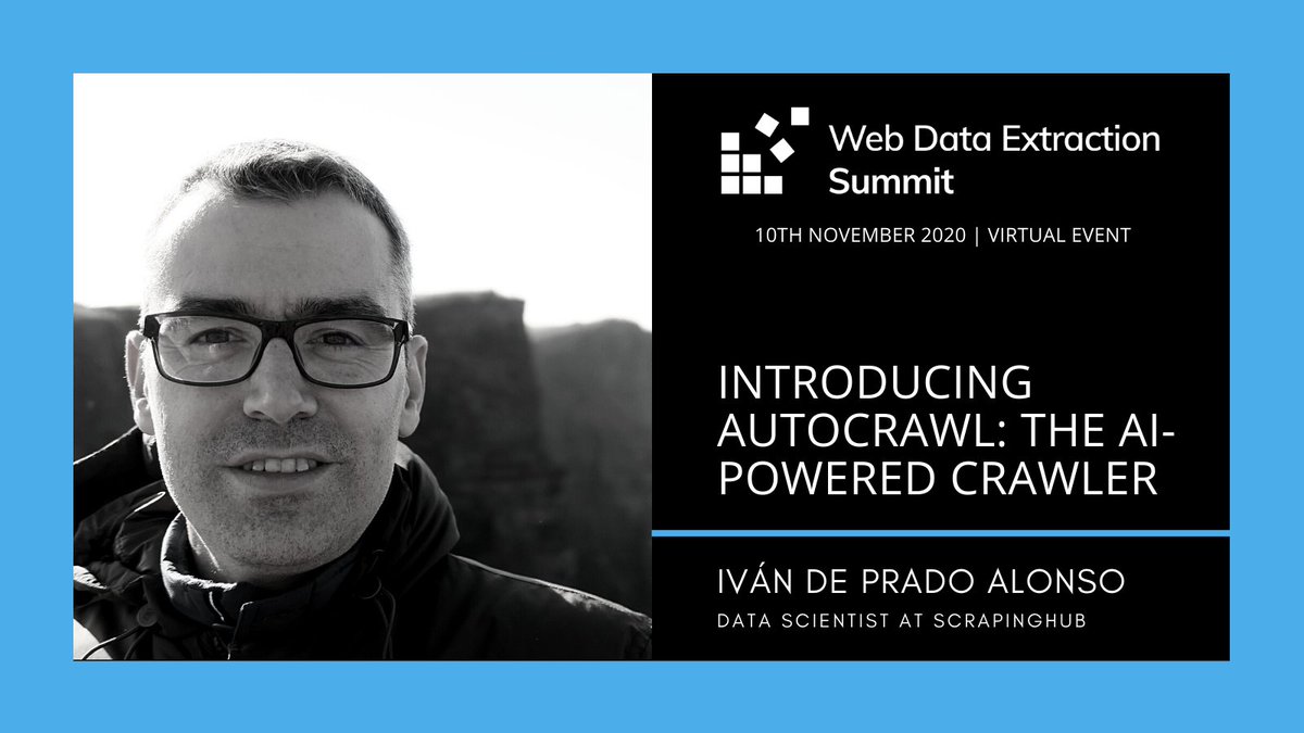 ExtractSummit's tweet photo. @ScrapingHub's Data Scientist, @ivanprado will be speaking at Extract Summit!
His talk on AutoCrawl, the AI-Powered Crawler will focus on how #AI is disrupting the world of data crawling.
Don't miss this talk, register now! https://t.co/8hYzhxZ3Vu
#webscraping #ML #datacrawling https://t.co/0eLNWxSD22