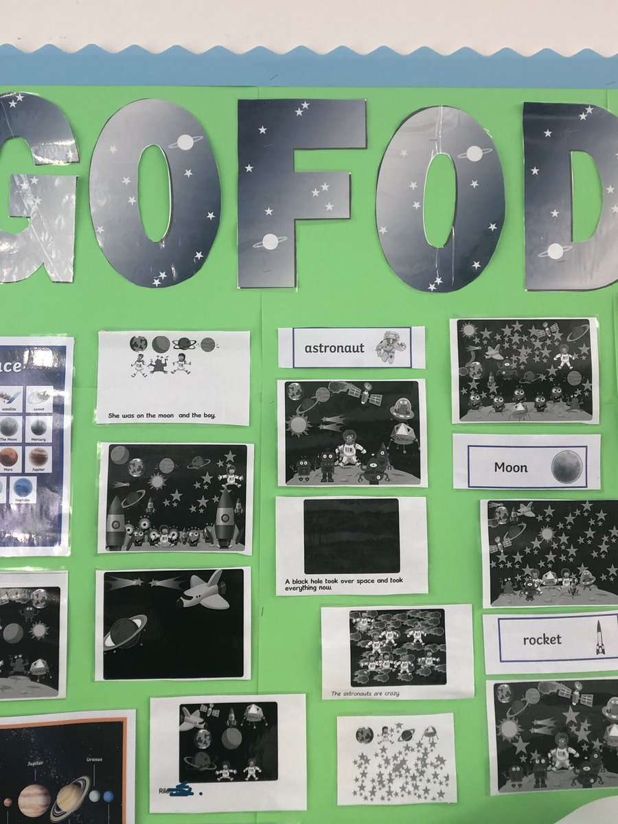 YsgolCC's tweet photo. #dosbarthabersoch displaying their fantastic Space Work , linking technology and art . Well done ! #j2easy https://t.co/x8vjik3ncx
