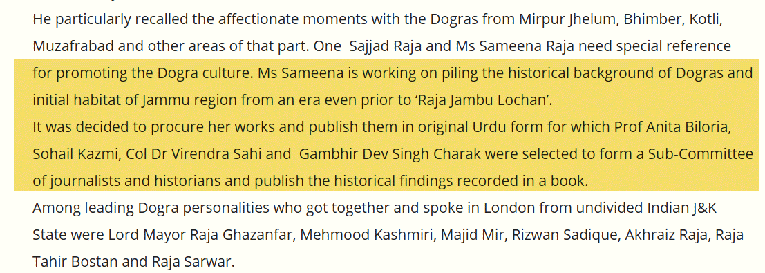 His wife  @SamRaja21700228 was also literally hired by "Dogra Sadar Sabha" to build a softer image for Dogras and she has been constantly promoting the false history of JK where Dogras are presented as the saviors.  https://www.dailyexcelsior.com/dss-goes-international-launches-overseas-chapter/