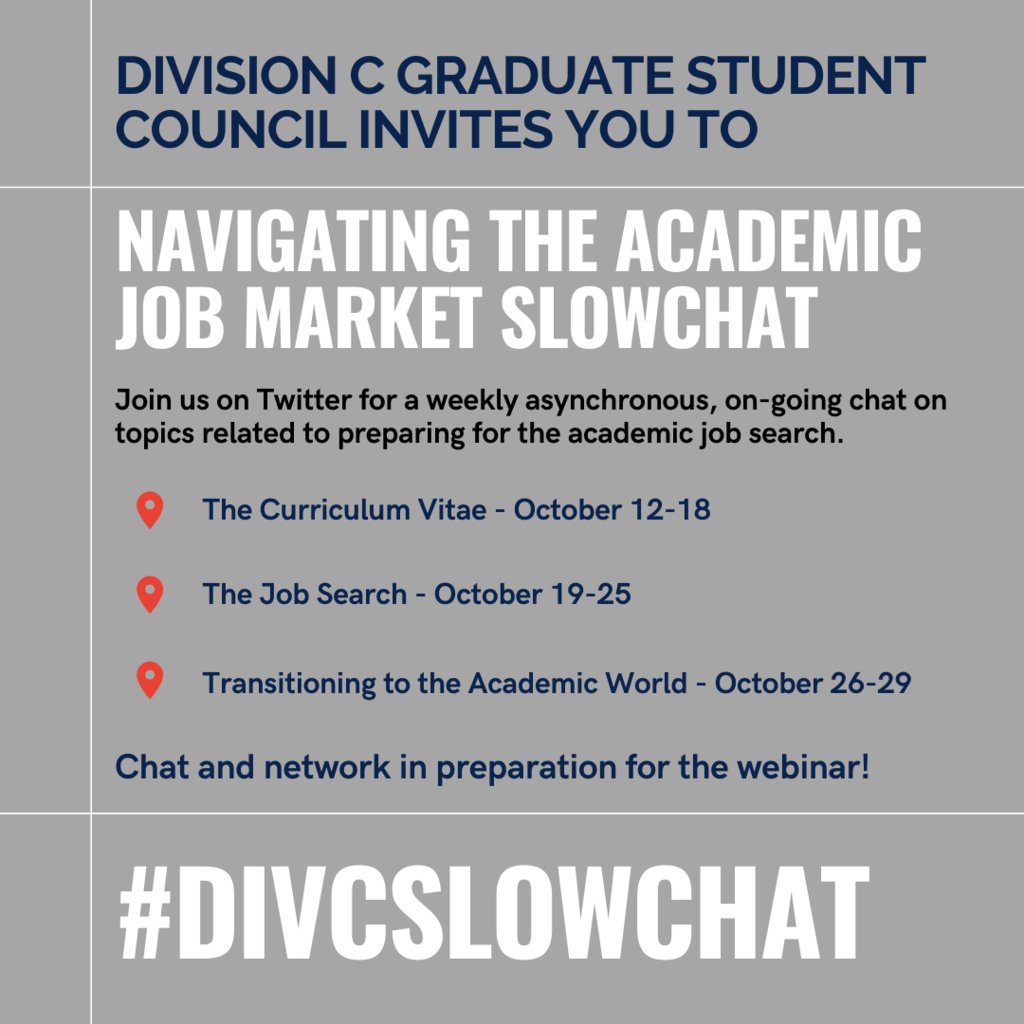 We are so excited to announce that our first #DivCSlowChat will kick off Monday, October 12th! Each week through the month of October we will pose questions related to navigating the academic job market. Jump in and be a part of the conversation! #AERA  #AERAGrads