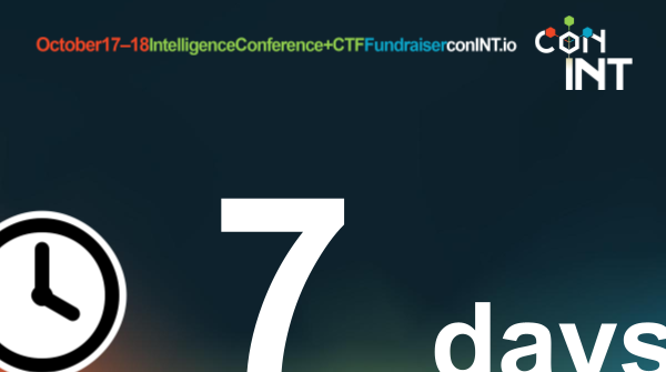 CONINT_io's tweet photo. 1 week until #conINT2020!

#OSINTforGood #conINT #OSINT #Conference https://t.co/FF0OQkhq0G