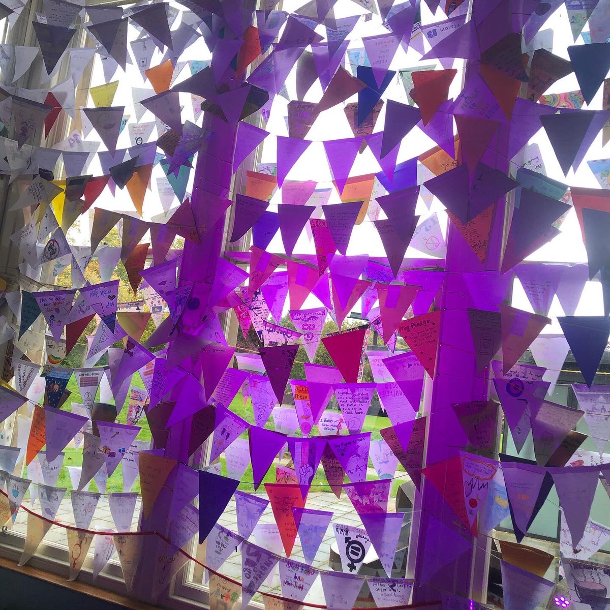 revoltshesaid's tweet photo. #WeeFlagsForChange have officially taken over @EdenCourt with positive messages of hope &amp; change. Over 1200 young people across Scotland tool part &amp; shared flags online. This display, part of #WeAreChange Festival, are up until 18 Oct. Head along, get inspired &amp; pledge too ✊🏻 https://t.co/sC3jbBbO7N