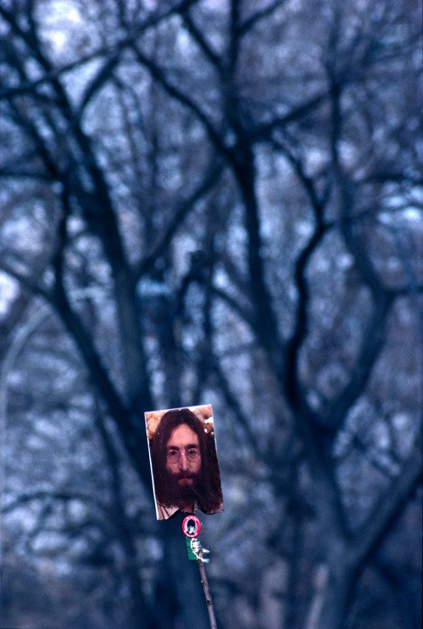 Philip Jones Griffiths,  #JohnLennon   memorial service, December 1980, Central Park #JohnLennon80  