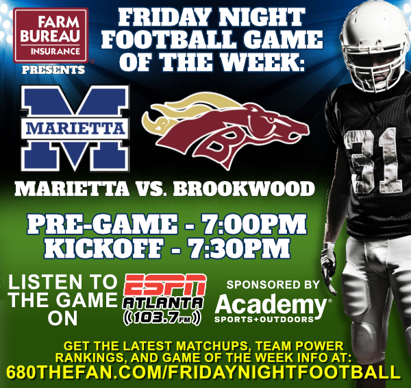 680TheFan's tweet photo. Friday Night Football Beginning at 7pm on 103.7FM!
@MariettaGAhs vs. @Bronco_Ftball
@680FNF #680FNF https://t.co/RvkGc49zWM