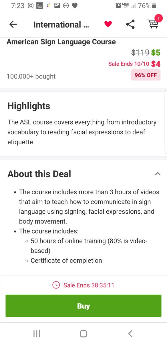 This Open Academy course allows you to get certified in ASL. AND you can buy a new one every 30 days. AND it's only $5. Currently there is a sale going on so it's $4, but that ends soon.It is a great opportunity if you are social distancing at home!