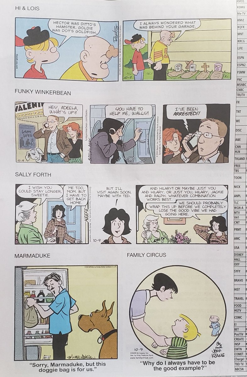 The stench of death haunts Hi & Lois but otherwise the bottom half of the comics page today contains no direct acknowledgement of the coronavirus. I wonder if the comics pages in late 1942 were as free of wartime references?