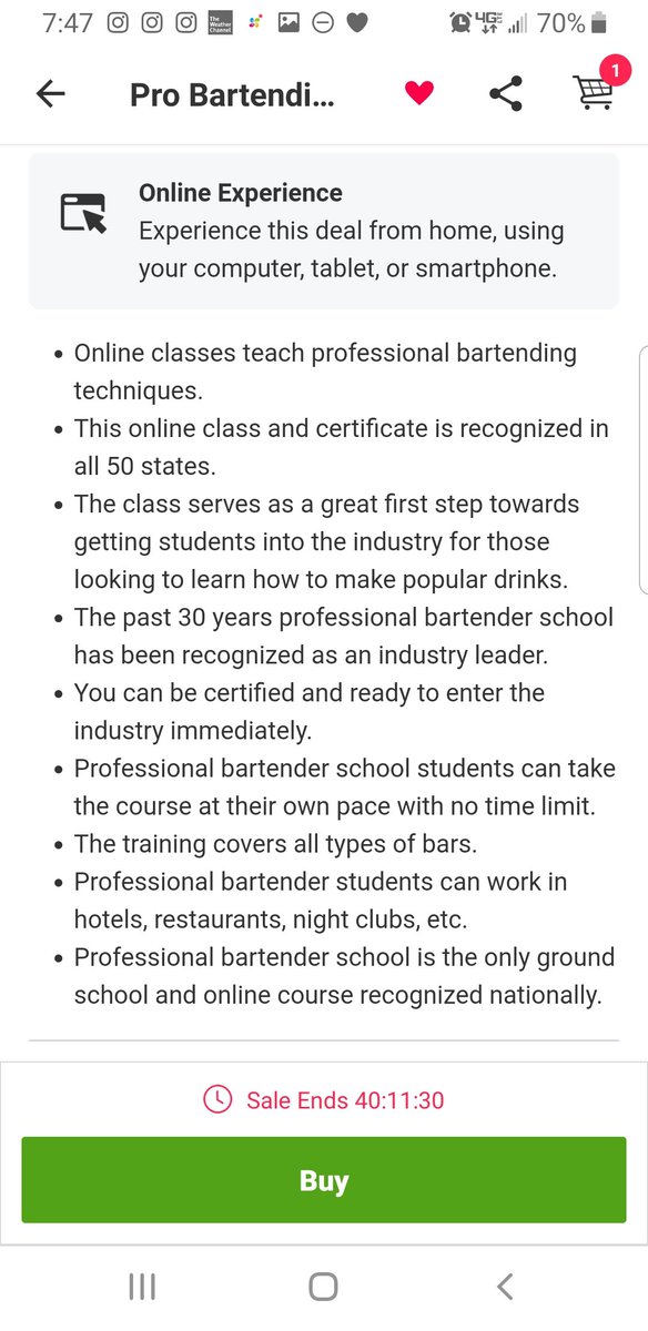 This bartending class will let you buy two classes at a time, like if you've got a friend and want to split it, which is a neat option. Just something to consider. I don't know everyone's situation but anything to help.