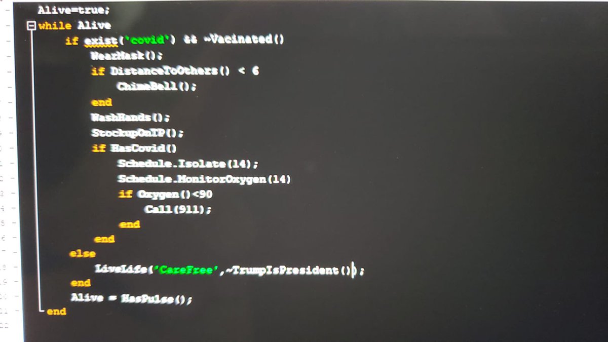 akirkeby's tweet photo. How to live life with #COVID19 and #matlab https://t.co/b1SS6ErA4V