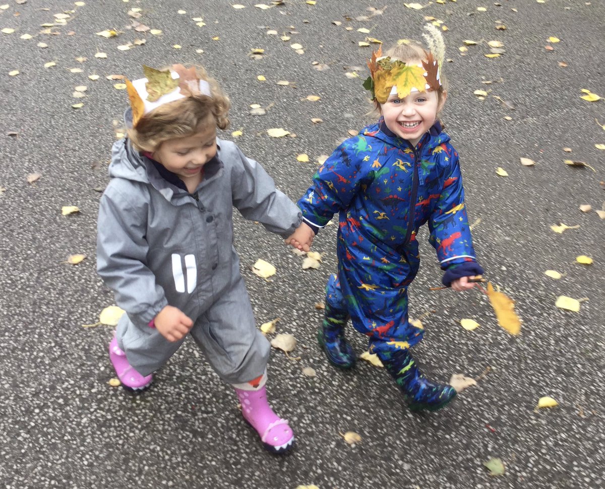 Happiness is.... walking back from Forest School hand in hand with your friend, wearing a leaf crown that you have just made! #outdoorclassrooms #forestschool #justsmile