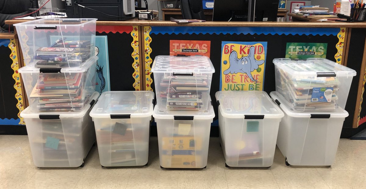Parkview is reading! These quarantine bins are full of all the books Parkview students finished reading this week. Post a pic of your Parkview student reading. #ParkviewReads