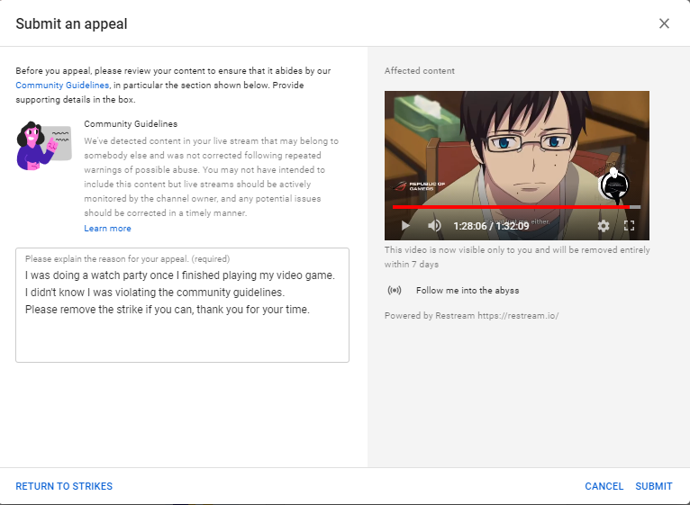 SoundDrGenie's tweet image. My first strike on @Youtube for having a watch party at the end of my stream #lameaf