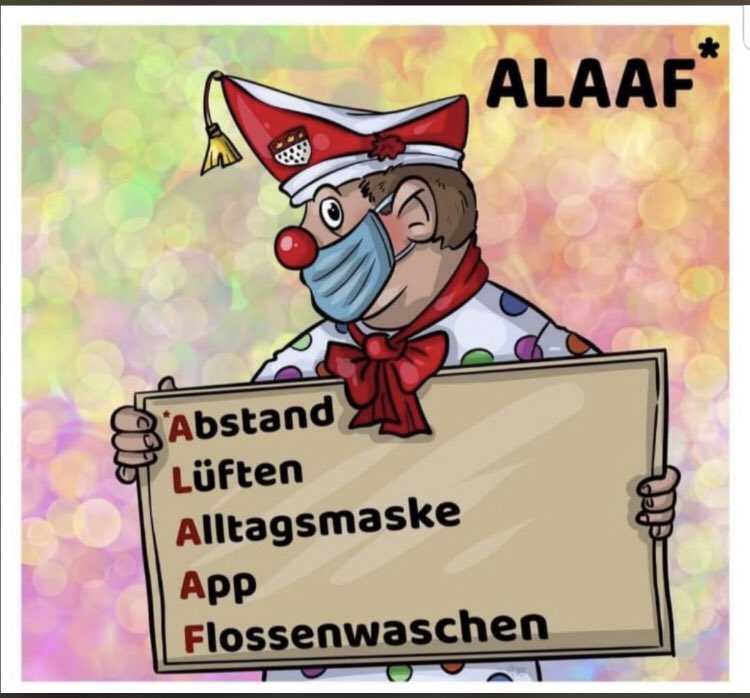 FohlenJens's tweet photo. Liebe Kölner, liebe Stadt @Koeln aufgrund steigender Infektionszahlen gilt für Euch ab sofort die Alaaf Regel. Ich denke damit könnt Ihr eher etwas anfangen #AlaafstattCorona #COVID__19 #Corona https://t.co/tucpYiHzxl