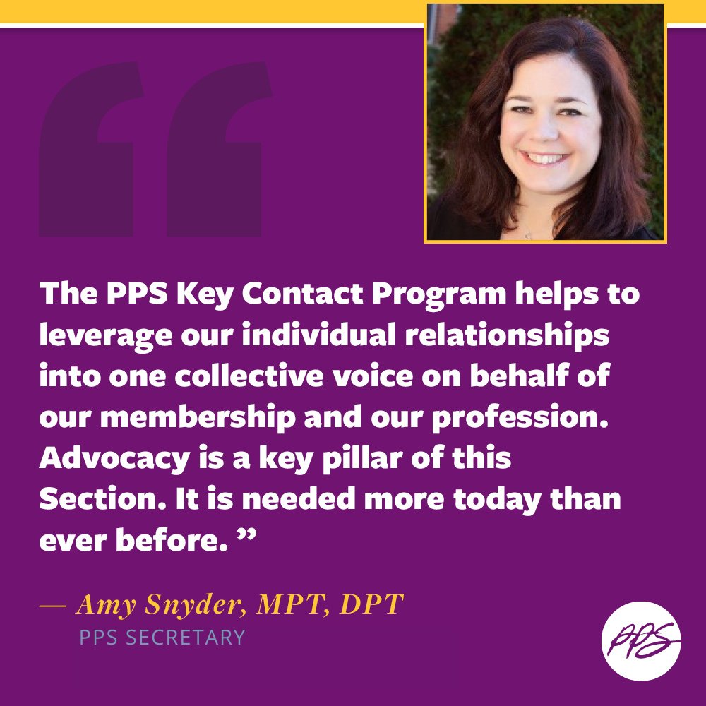 pps_apta's tweet photo. PPS is more effective with the support of members who are dedicated to advocating on behalf of the industry. You can get involved in the section's advocacy efforts by becoming a #PPSKeyContact.
Apply Now! https://t.co/LlcD0jVoxO https://t.co/dV0K0cJhUL