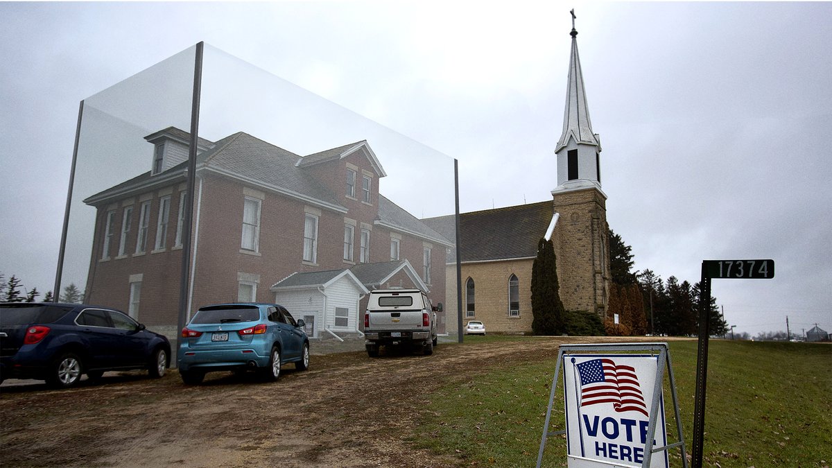 TheOnion's tweet image. South Carolina Protecting Voters From Covid-19 By Erecting Plexiglass Barrier Around Entire Urban Polling Place bit.ly/30NIZ2r