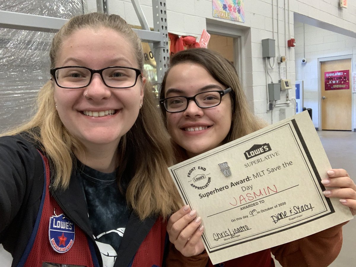 Diane Schroder (@dlschroder) on Twitter photo Head Cashier Heather handing out a superhero award to Jasmin! She’s always coming in and helping us out when we need her the most!! 😊 <a href="/1290Lowes/">Lowes District 1290</a> @StacyG1870 <a href="/shuell_bill/">Bill Shuell</a> #CashierAppreciationMonth Head Cashier Heather handing out a superhero award to Jasmin! She’s always coming in and helping us out when we need her the most!! 😊 <a href="/1290Lowes/">Lowes District 1290</a> @StacyG1870 <a href="/shuell_bill/">Bill Shuell</a> #CashierAppreciationMonth