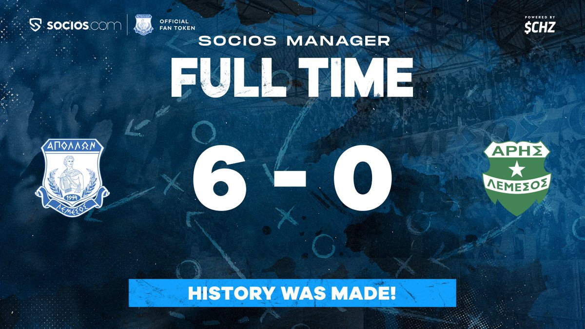 APOLLONOFFICIAL's tweet photo. ⏱ Final whistle at the first ever block-chained powered match! A huge 𝙩𝙝𝙖𝙣𝙠 𝙮𝙤𝙪 to all the $APL Managers who voted! 𝗪𝗘 𝗠𝗔𝗗𝗘 𝗛𝗜𝗦𝗧𝗢𝗥𝗬!

⚽ #Mammides (OG)
⚽ @CB3NSC5HOP 
⚽ #Diguiny
⚽ #Matei
⚽ #Markovic
⚽ @SergeGKP 

#NotJustAnotherPoll #BeMoreThanAFan https://t.co/pa9qPYltDy