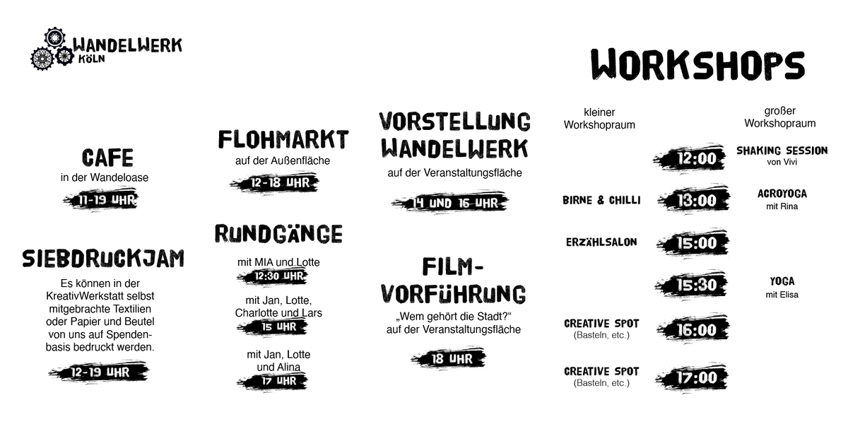 wandelwerkkoeln's tweet image. Morgen ist Tag der offenen Tür im WandelWerk!
Kommt vorbei zwischen 12 und 19:30 Uhr!

#zusammenkommen #nachbarschaft #koelnehrenfeld #workshops #kultur #koelnlebenundgestalten #austausch #begegnung #gettogether #yoga #fahrradwerkstatt #siebdruck #poster  #koeln
