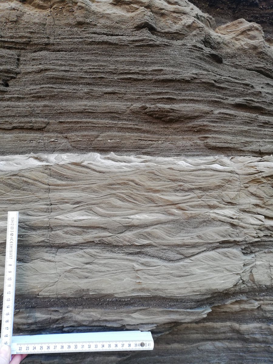 Black Point volcano, California. Amazing bedforms from a Surtseyan eruption occurred 13000 ka, in Lake Russell, from a water depth of 105 m.

#volcanoes #volcanology