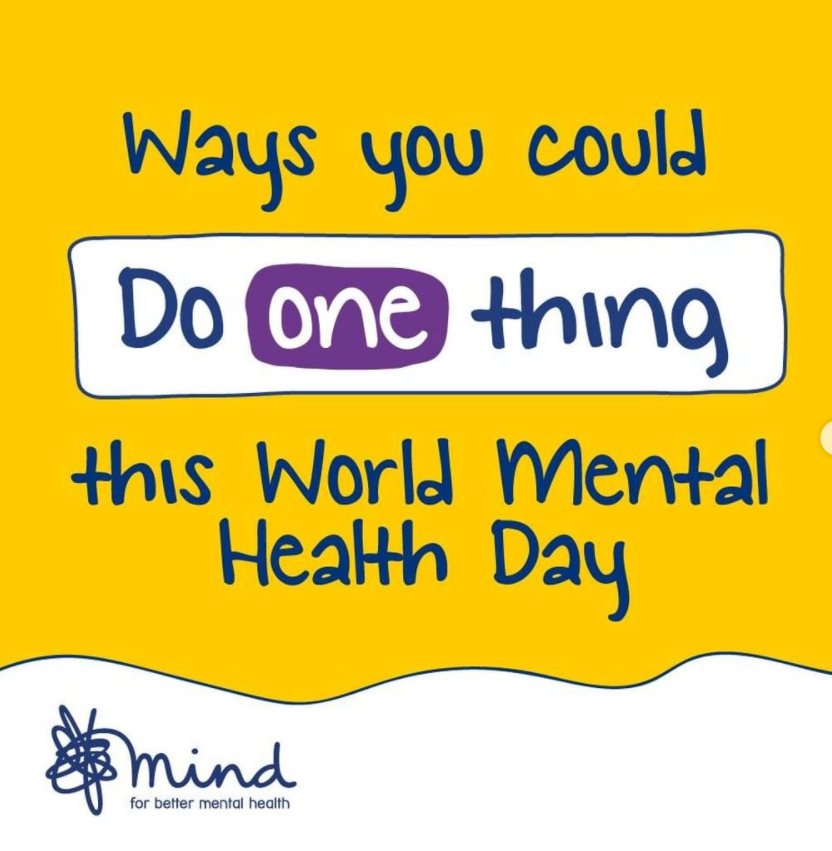Today is #WorldMentalHealthDay and <a href="/mindcharity/">Mind</a> is encouraging everyone to do one thing to make a difference, whether that is  one thing for yourself or for someone else.  There are ideas and resources on Mind’s website – mind.org.uk/get-involved/w… #DoOneThing