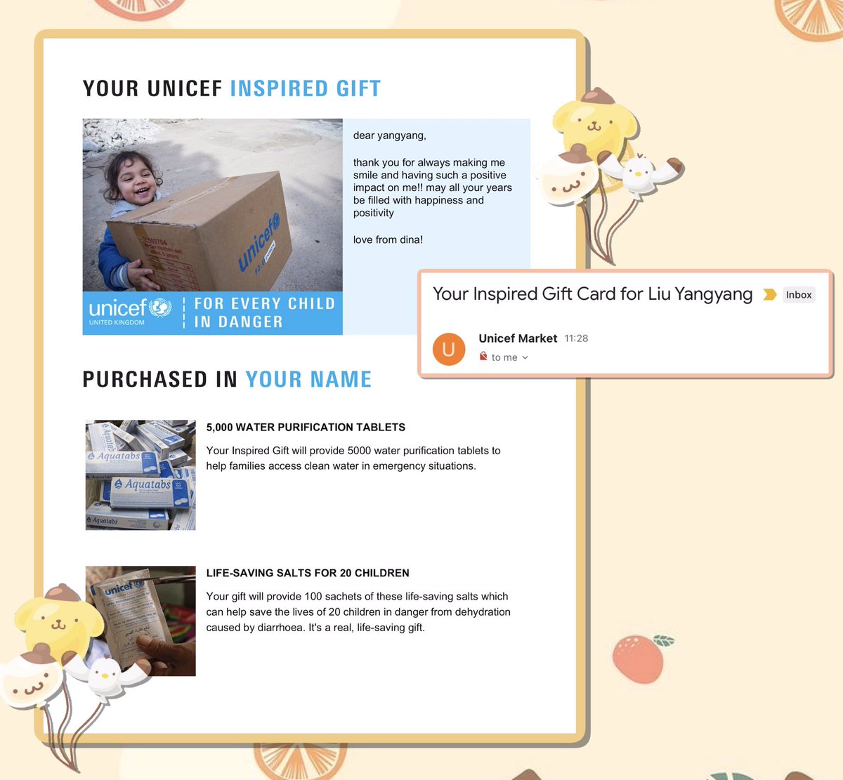 yangofhearts's tweet photo. i wanted to mark yangyang’s birthday by doing something meaningful so i donated to unicef!!! i can't afford to give a lot but thank you yangyang for being a positive influence in my life 💛#OurLiuYangyangDay #刘扬扬1010生日快乐 #10월의선물_류양양_생일축하해 https://t.co/AcLII1PQ4W