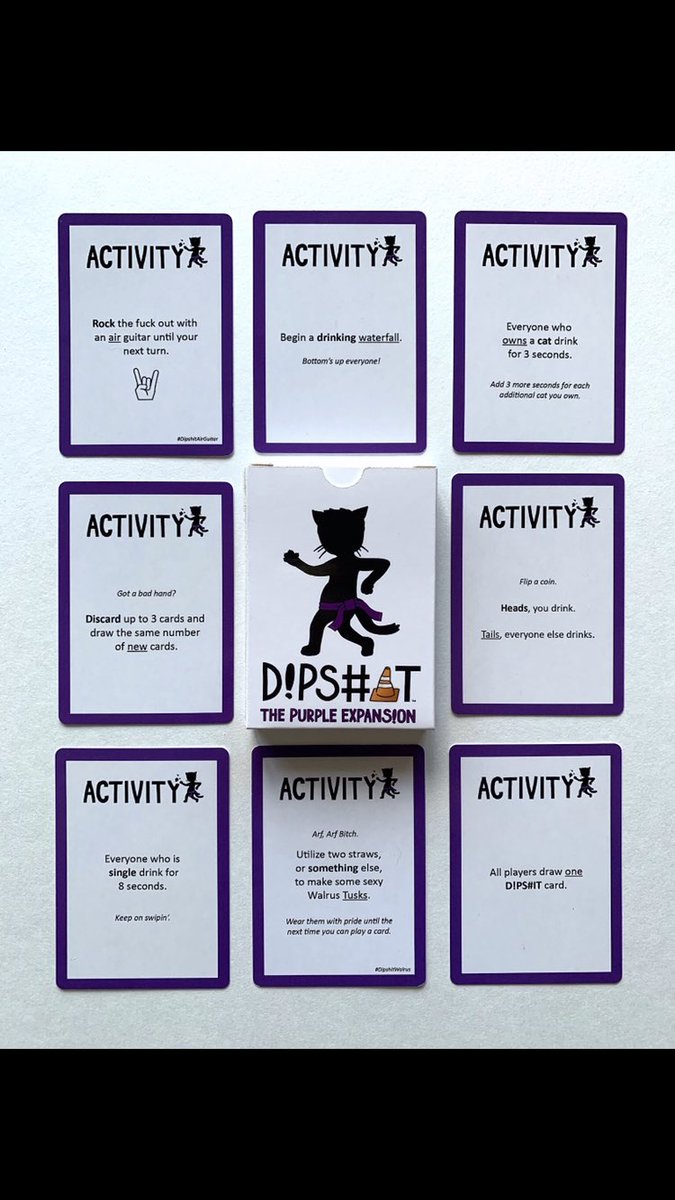 DipshitCardGame's tweet photo. The PURPLE EXPANSION pack is now on sale!! Get your 40 new and even more ridiculous activity cards! 

https://t.co/wc52TQCHKc https://t.co/Cn8D76wya5