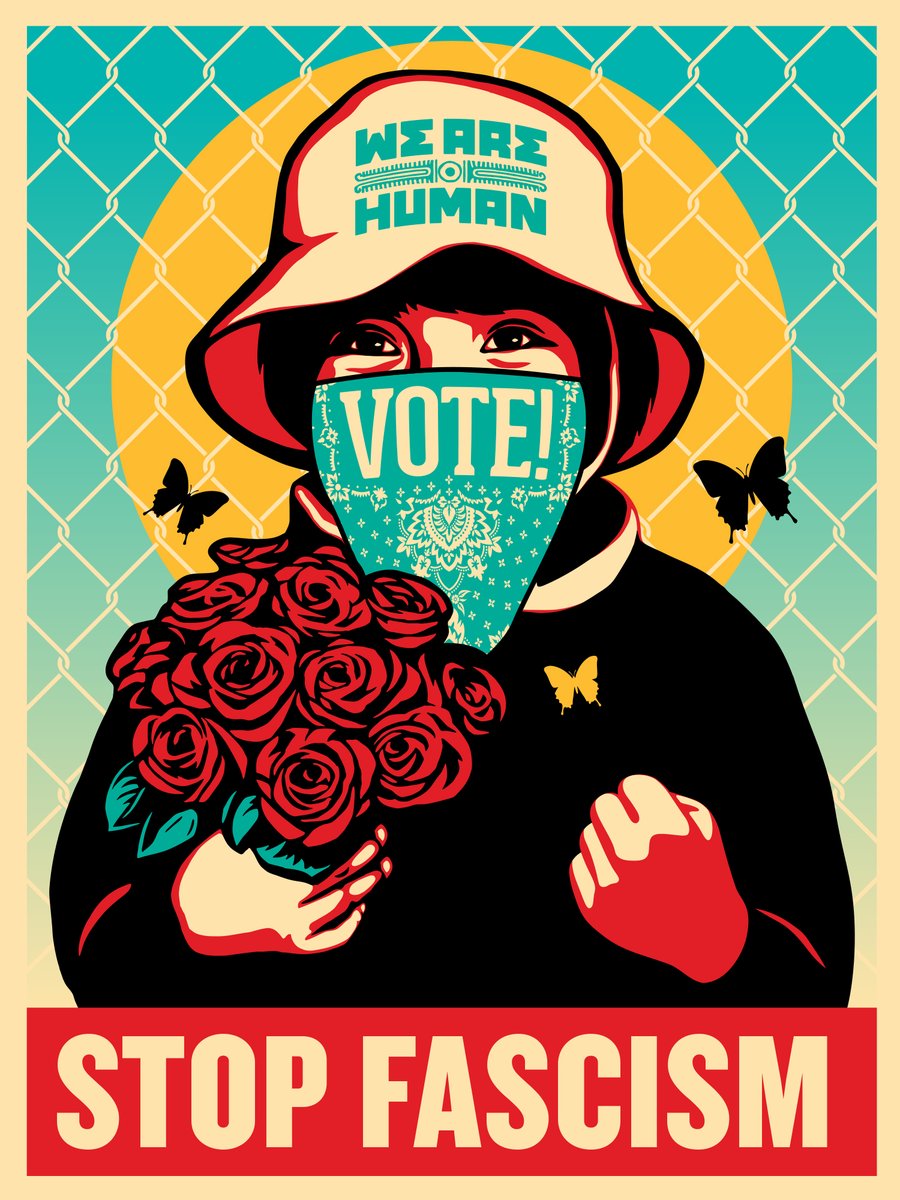 The "Vote! Stop Fascism" prints - a collaboration between @ernestoyerena, @NDLON and I will be available TODAY at 10AM PDT through Ernesto’s site: https://t.co/JU3phZLlXh. Check out: https://t.co/ZTAwaNg5kC for more details!
-Shepard https://t.co/qGlQ5Lg3Gd