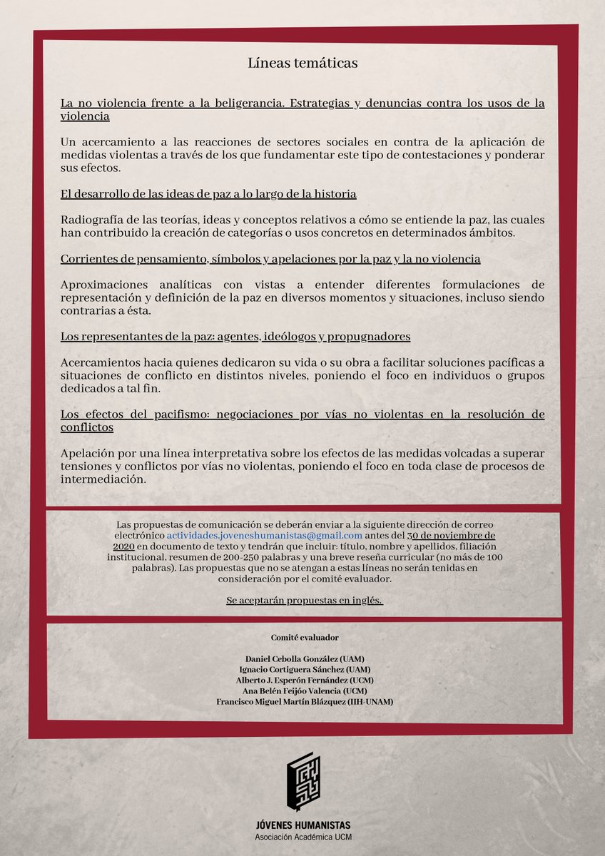 jhumanistasucm's tweet image. ¡Prorrogamos el CFP hasta el 30 de noviembre! Si te quedaste con ganas de enviar una propuesta para nuestro seminario, es tu oportunidad ;)
⬇️