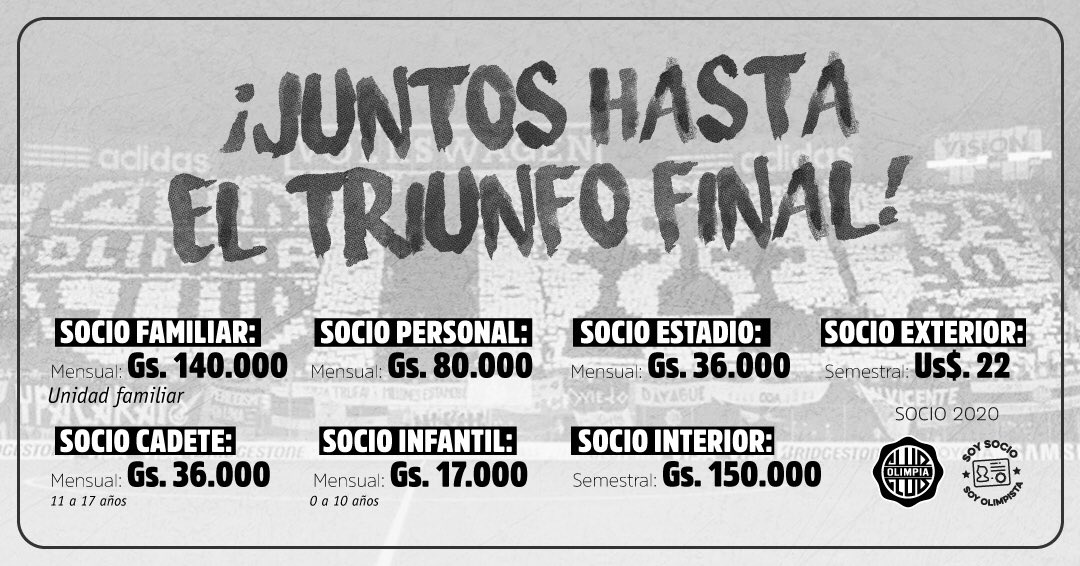elClubOlimpia's tweet image. Cada vez es más probable la vuelta de la gente a los estadios… 🏟

Cuando eso pase, ¿quién crees que va a tener la prioridad? 🤔

⚪️⚫️⚪️

¡No te quedes afuera, asóciate! 

#SoySocioSoyOlimpista