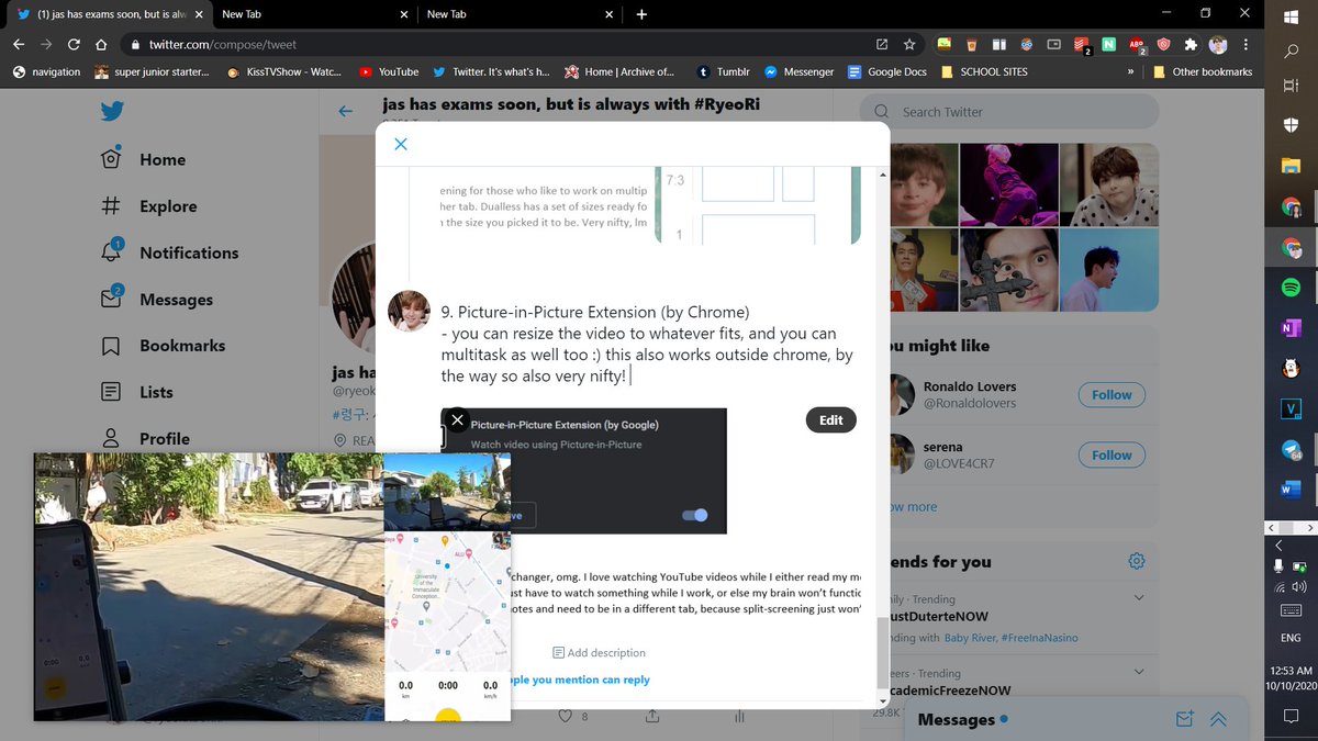 9. Picture-in-Picture Extension (by Chrome)- you can resize the video to whatever fits, and you can multitask as well too :) this also works outside chrome, by the way so also very nifty!