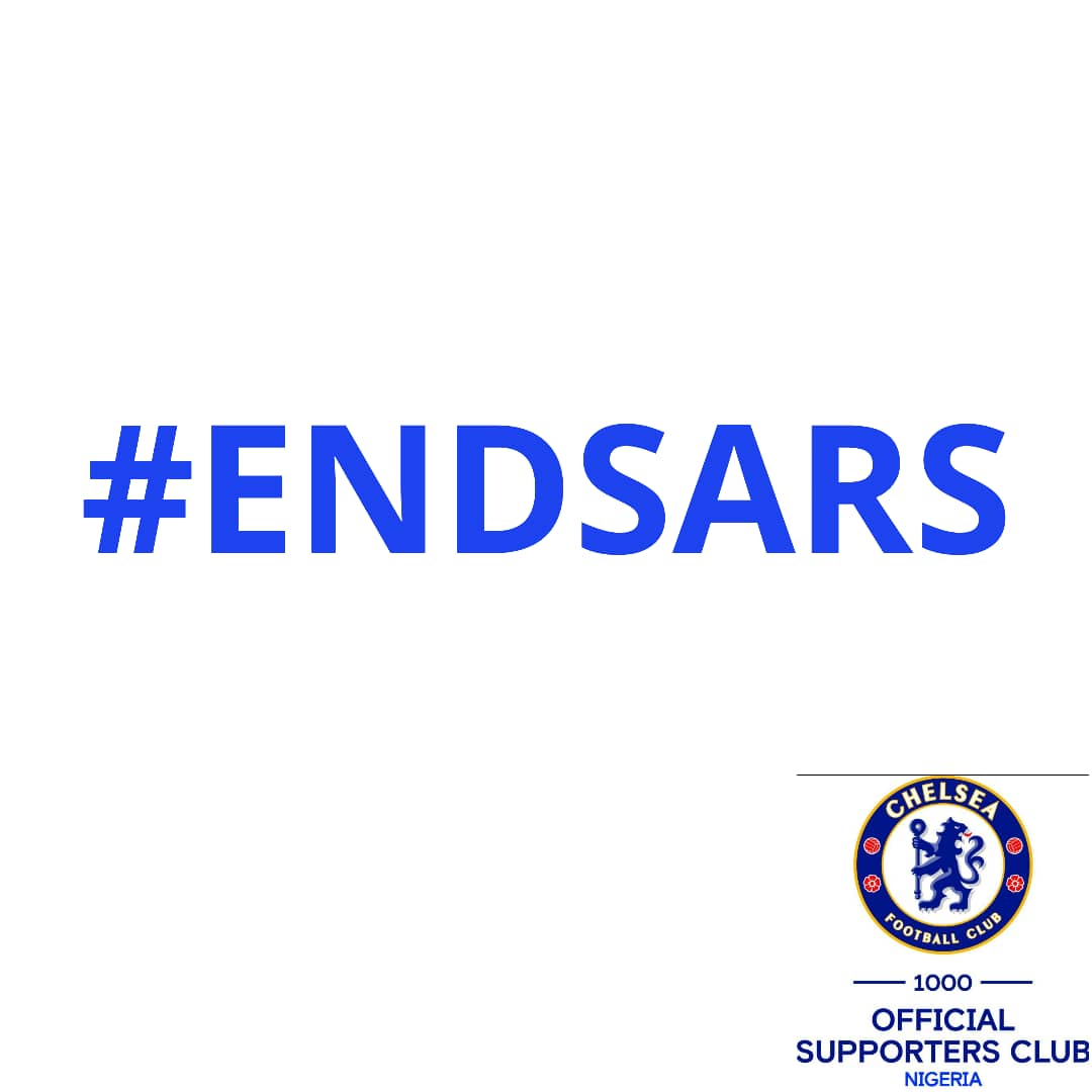 Chelsea_NGR's tweet image. We join Nigerian Youths in saying NO to Police Brutality. #EndSars #EndPoliceBrutality #EndSarsNow #EndSarsProtest