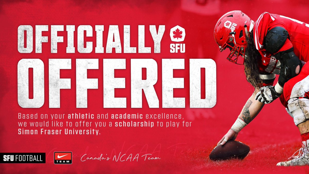 After a great talk with <a href="/CoachRigell/">Mike J.Rigell</a> I am excited to receive an offer from <a href="/SFUFootball/">SFU Football</a> Canada’s NCAA D2 Program.  Also want to thank <a href="/CoachTSummers/">Taylor Summers</a>, <a href="/coachgraniii/">Marcus Grandison</a>, <a href="/LTHSCavFootball/">Lake Travis Football</a>, <a href="/LT_FBRecruiting/">Lake Travis FB Recruiting</a>, <a href="/CoachKHalfmann/">Coach Halfmann</a>, <a href="/CoachHankCarter/">Hank Carter</a> and <a href="/chatfootball/">CanadaFootballChat</a>
#reptheleaf #ama21ng #IAY