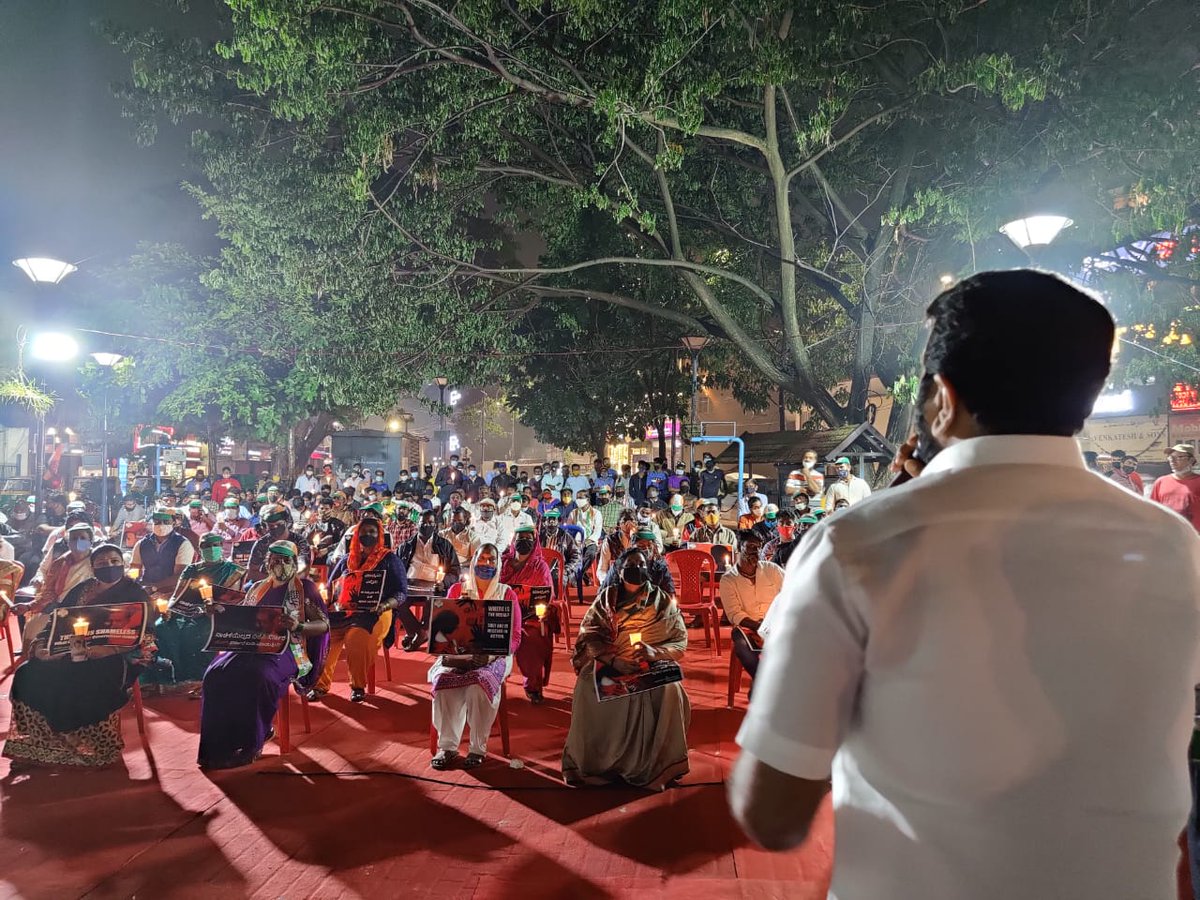 nalapad's tweet image. A candle light vigil was held at Shanthinagar constituency by @mlanaharis, block presidents and party workers in solidarity with the #Hathras rape victim.